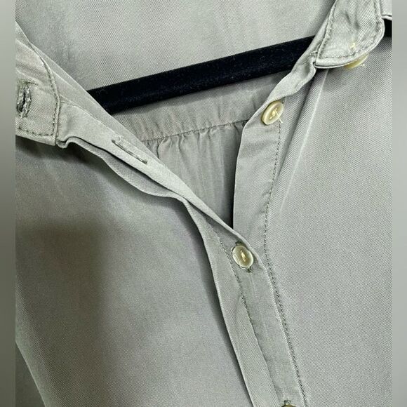 Harper Army Green Button Down Shirt Tie Front M - Picture 6 of 10